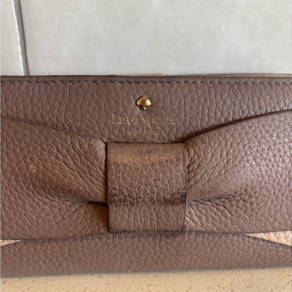 KATE SPADE EDEN LANE JACINDA PORCINI BOW LEATHER WALLET DUSTY PINK - Picture 2 of 10